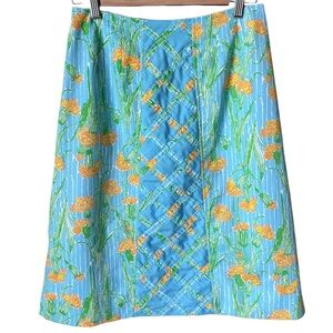 Vintage Lilly Pulitzer The Lilly Blue Green Floral Cottagecore Skirt Size W 27”